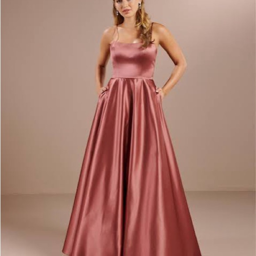 Christina Wu Satin Maxi Dress in Rose